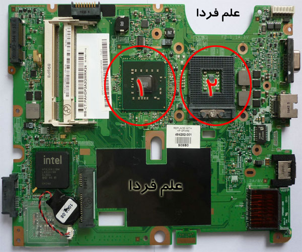 سوکت CPU لپ تاپ و چیپ لحیم شده گرافیک