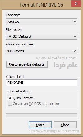 فرمت سریع یا Quick Format کوئیک فرمت