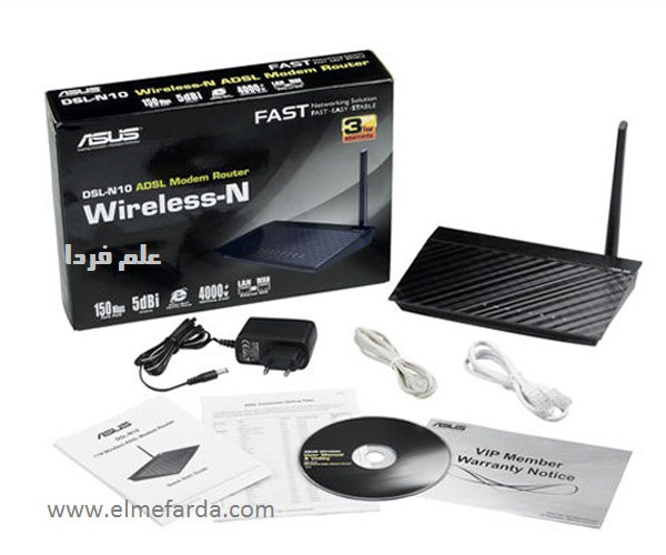 محتویات داخل بسته بندی مودم ایسوس ASUS DSL-N10 B1