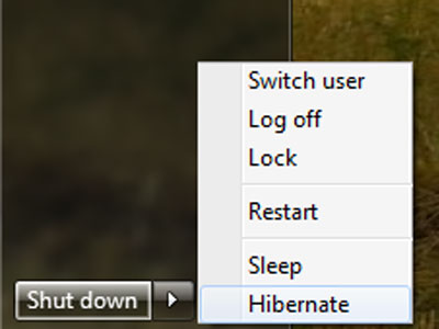 Hibernate در ویندوز 7