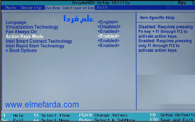 حل مشکل قفل شدن کلید FN از طریق تنظیمات BIOS