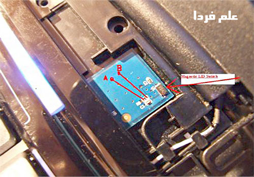 سنسور درب لپ تاپ بالای کیبورد - کنار لولا
