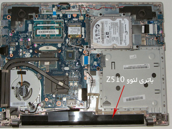 باتری لنوو Z510 کنار مادربورد