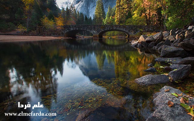 Bridge-Across-The-Merced-River,-Yosemite,-Usa