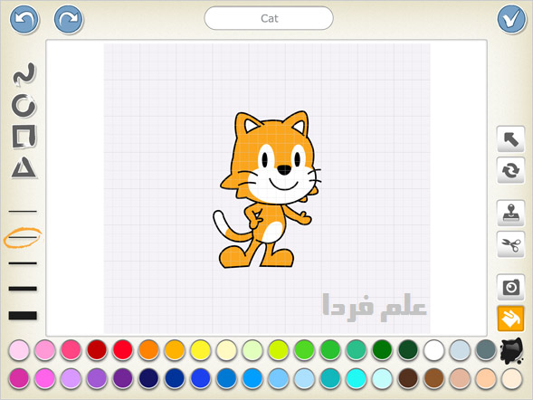 ویرایش عناصر گرافیک در برنامه ScratchJr نرم افزار برنامه نویسی برای کودکان