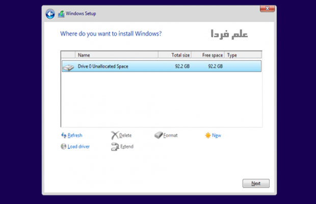 نصب  ویندوز 10 - مرحله 5