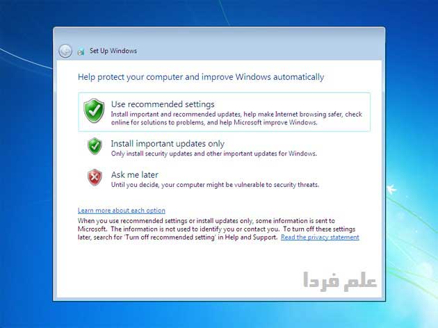 نصب ویندوز ۷ - مرحله 13 - نصب آپدیت های امنیتی ویندوز