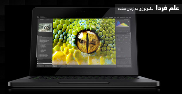 نمای روبروی صفحه نمایش لپ تاپ Razer Blade 14