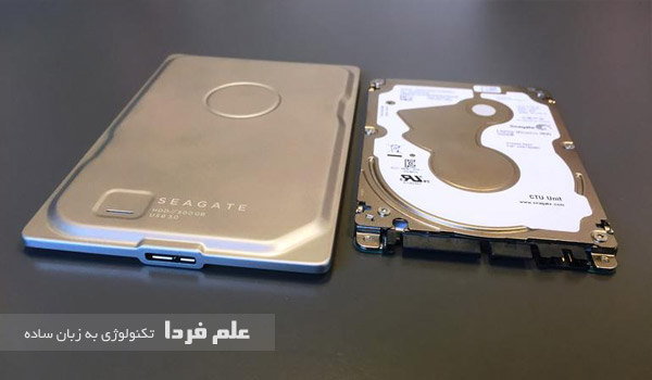 مقایسه اندازه هارد اکسترنال seagate seven با هارد لپ تاپ