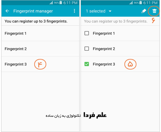 حذف اثر انگشت های ثبت شده در گلکسی اس 5 - اندروید 5