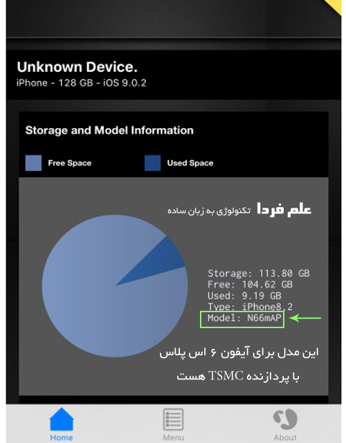 تشخیص پردازنده آیفون 6 اس پلاس با برنامه Lirum