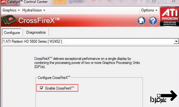 گزینه استفاده از دو کارت گرافیک AMD - کراس فایر اکس