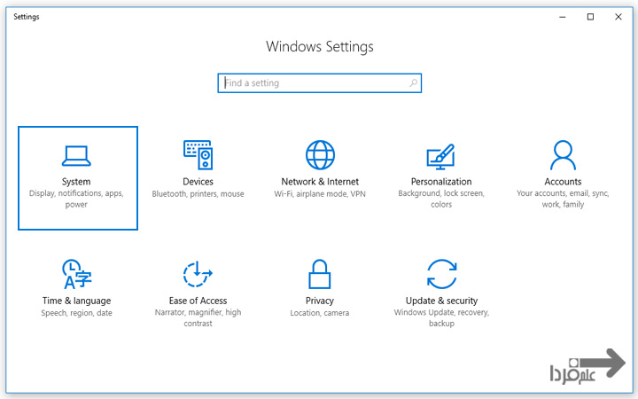 صفحه تنظیمات ویندوز 10